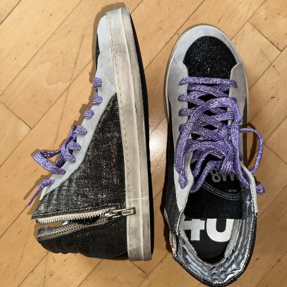 Like new P448 Hi Top glitter platform sneaker, 38/8   CB2322 - Picture 2 of 10